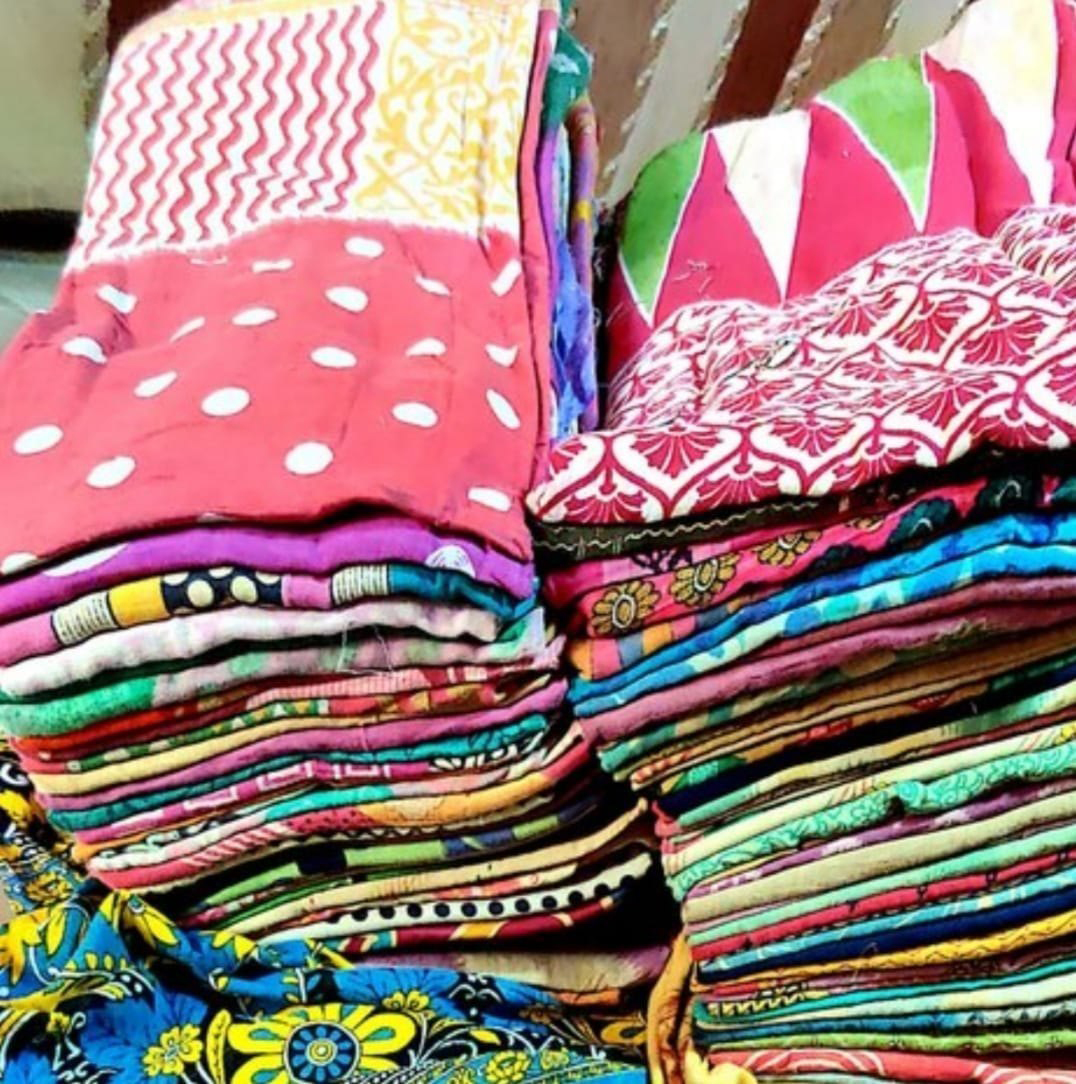 Folded waste cotton clothes